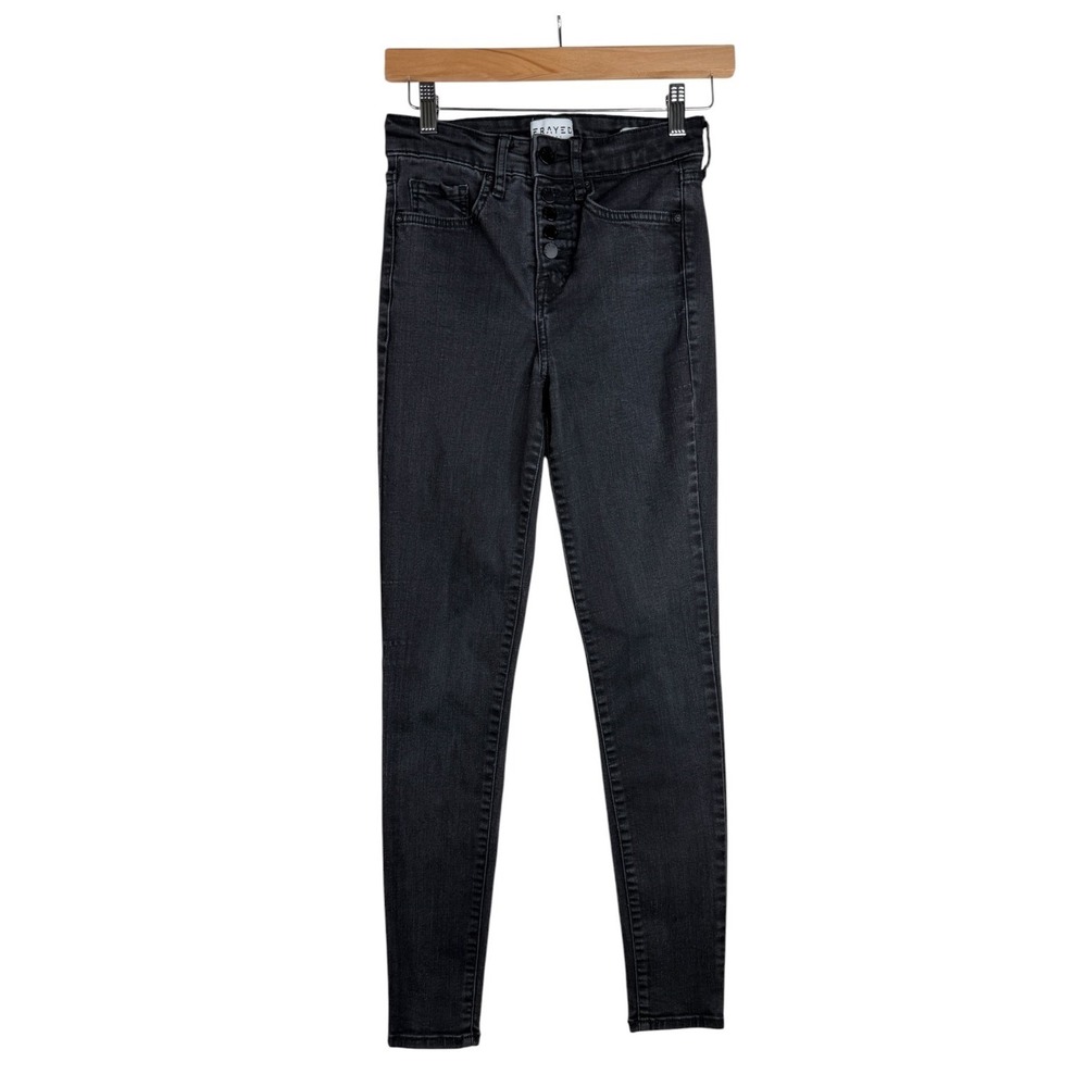 Frayed High Rise‎ Skinny Jeans Size 26 Denim Black